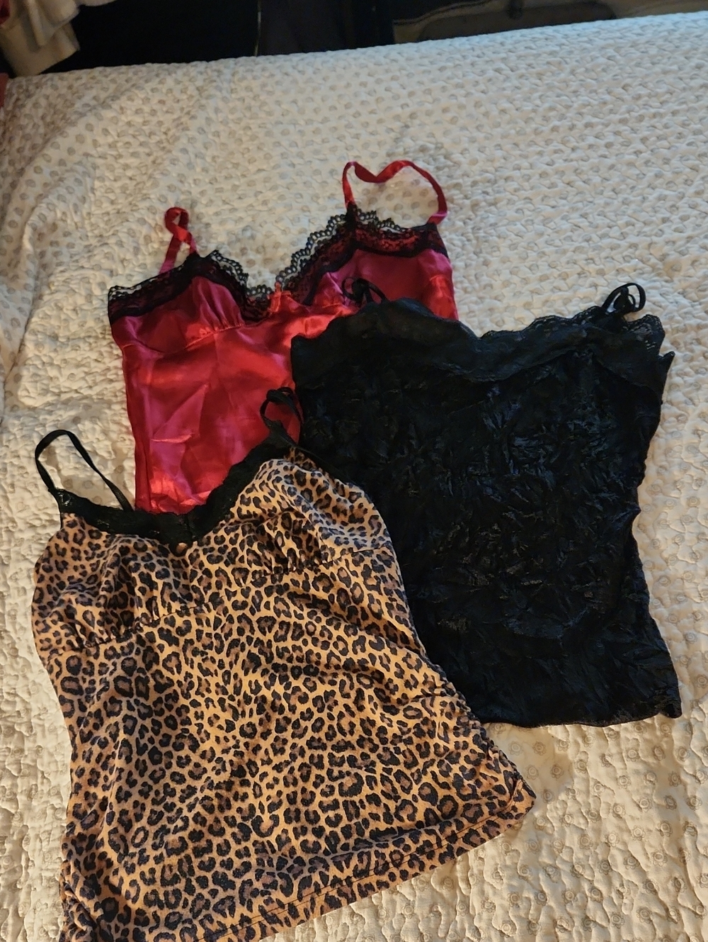Women’s Cami Set - Black, Red  & Leopard